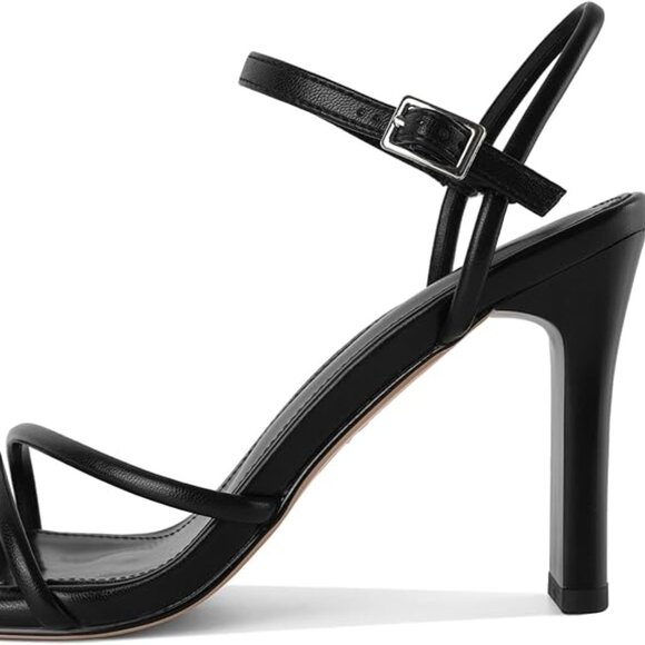 1-NIB- Heeled Sandals for Women Square Open Toe Strappy Block Heels 3.5 inch - Picture 4 of 7